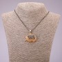 Hedgehog Pendant with Black Rhinestones on a Long Chain, Black Gold Metal, diameter 30x39mm, length 70cm