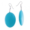 Earrings with oval smooth cabochons in turquoise look, 65×40 mm
