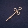Syringe Brooch with Rhinestones, Gold-Tone Metal, 17x45mm