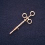 Syringe Brooch with Rhinestones, Gold-Tone Metal, 17x45mm