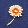 Daisy Flower Brooch, Gold-Tone Metal, 54x34mm+