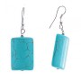 Earrings - drop with rectangular smooth cabochons resembling turquoise with veins, 45×25mm