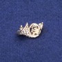 French Horn Brooch with Rhinestones, Gold-Tone Metal, 16x27mm