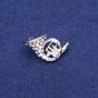 French Horn Brooch with Rhinestones, Silver-Tone Metal, 16x27mm