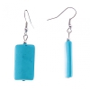 Earrings - pendant with rectangular smooth cabochons resembling turquoise, 14×25mm