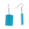 Earrings with rectangular smooth cabochons in turquoise look, 47×25mm