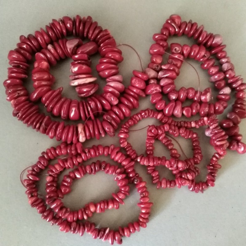 Red Coral Chip Beads, 8-16+/-mm (Price per 100g)