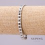 Xuping Bracelet, Double Dot-Dash Weave, Thickness 6mm, Length 18cm, Rhodium