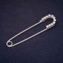 Brooch Pin, 70x16mm, Rhinestones, White, Silver-Tone Metal