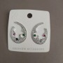 Xuping Stud Earrings with Multicolour Rhinestones, 25x35mm, Rhodium