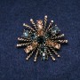 Order of Beauty Brooch, Yellow & Blue Rhinestones, 45x40mm, Gold-Tone Metal