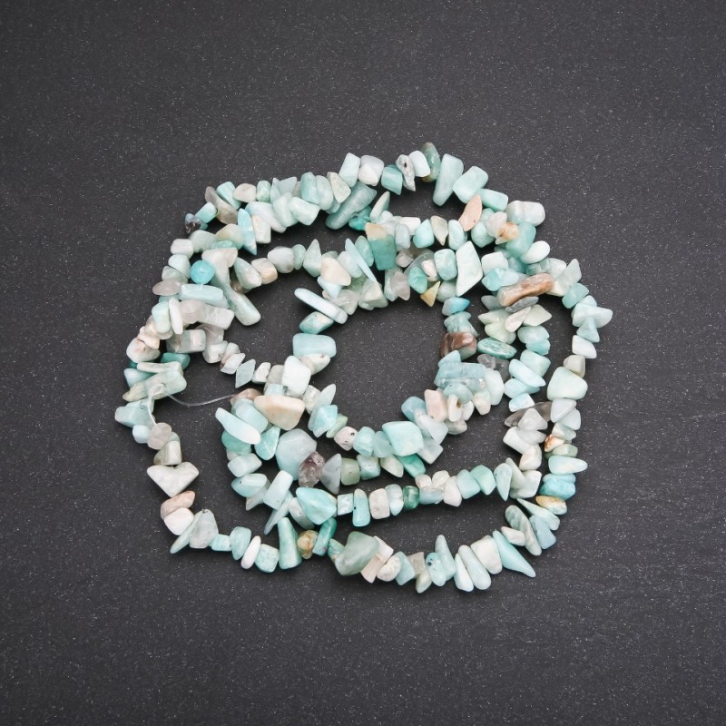 Beads on Fishing Line Amazonite Chips, diameter 7 (+/-) mm, length 80cm