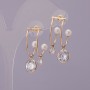Bar Stud Earrings with White Crystals and Pearl, Gold-Tone Metal, 22x31mm