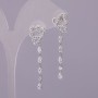 Butterfly Stud Earrings with White Crystals, Silver-Tone Metal, 11x40mm