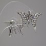 Stud Earrings Butterflies,CHameleon Rhinestones, Silver-plated Metal, 2.2 cm