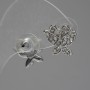 Earrings 'Butterflies' Studs, white rhinestones, silver-tone metal, 1.5 cm