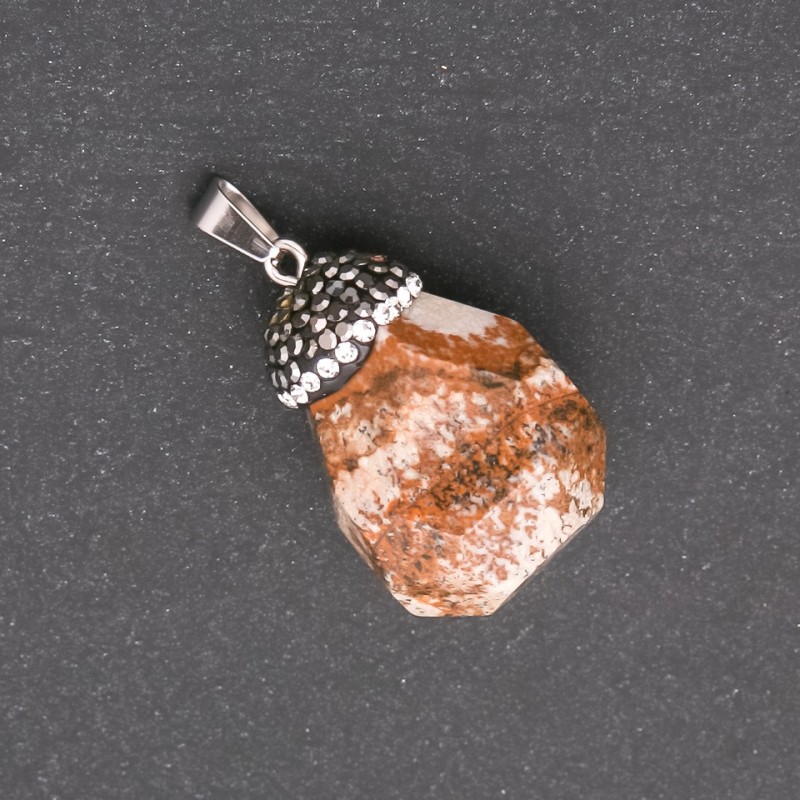 Pendant "Acorn" made of Landscape Jasper, 32x20(+-)mm
