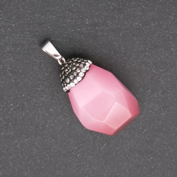 "Acorn" Pendant made of Pink Cat's Eye Stone 32x20(+-)mm