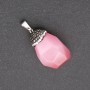 "Acorn" Pendant made of Pink Cat's Eye Stone 32x20(+-)mm