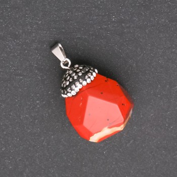 "Acorn" Pendant made of Red Jasper Stone 32x20(+-)mm