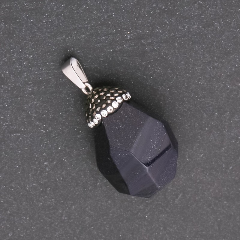 Pendant "Acorn" made of Blue Sand Aventurine "Cairo Night" (synthetic), 32x20 (+-) mm