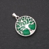 Pendant made from Natural Chrysoprase Stone in a "Tree" Setting, diameter 27mm