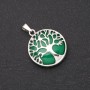 Pendant made from Natural Chrysoprase Stone in a "Tree" Setting, diameter 27mm