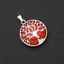 Pendant made of natural Red Jasper stone in a "Tree" setting, diameter 27mm