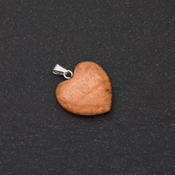 "Heart" Pendant made of Natural Landscape Jasper Stone 28x19x19mm (+-)