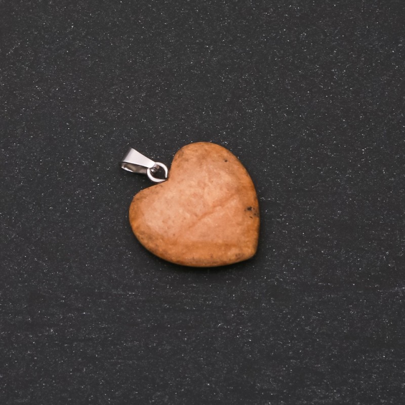 "Heart" Pendant made of Natural Landscape Jasper Stone 28x19x19mm (+-)