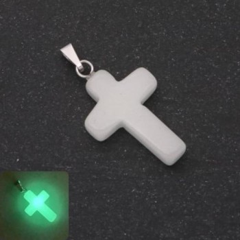 Cross Pendant Onyx 18x27mm Green Glow
