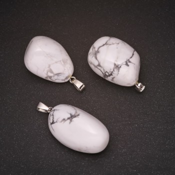 Natural Stone Pendant Cacholong 22x35(+-)mm