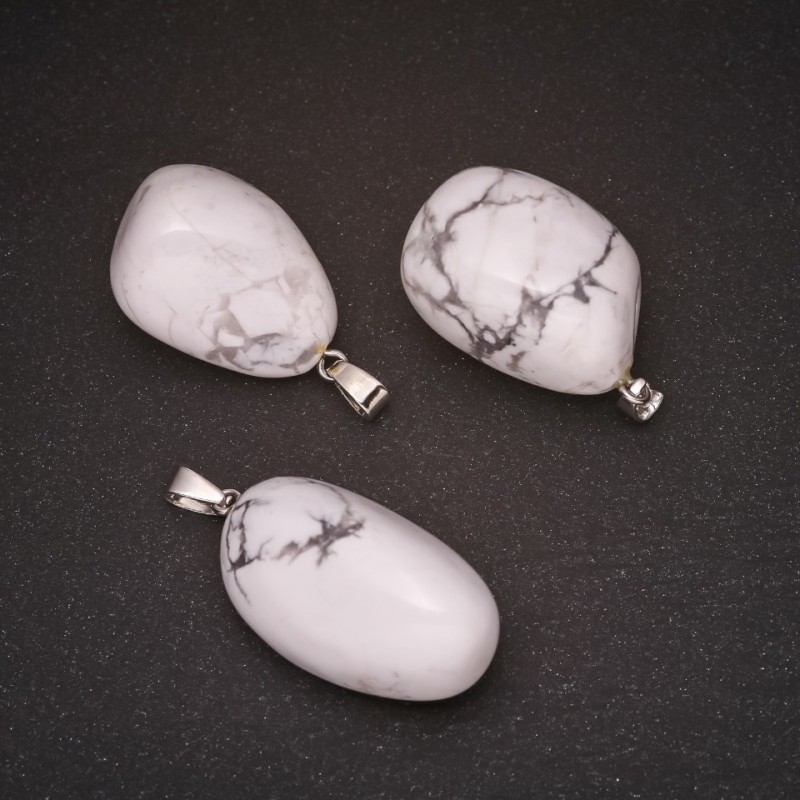 Natural Stone Pendant Cacholong 22x35(+-)mm