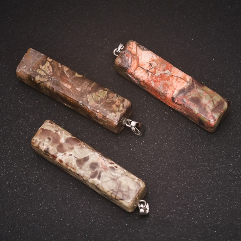 Pendant Natural Stone Picasso Jasper 13x54(+/-)mm