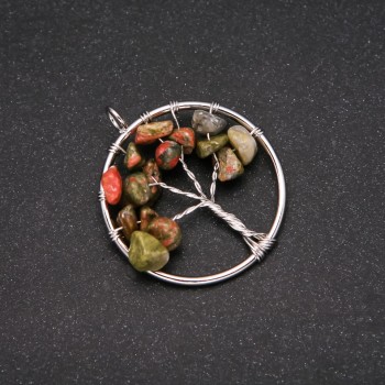 "Tree of Happiness" Pendant, Heliotrope, 30mm diameter