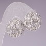 Stud Earrings Circular with White Rhinestones, Silver-tone Metal, 2 cm