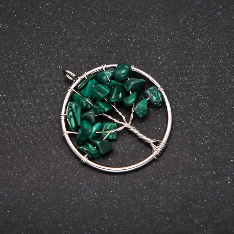 Pendant "Tree of Happiness" Malachite, diameter 30mm