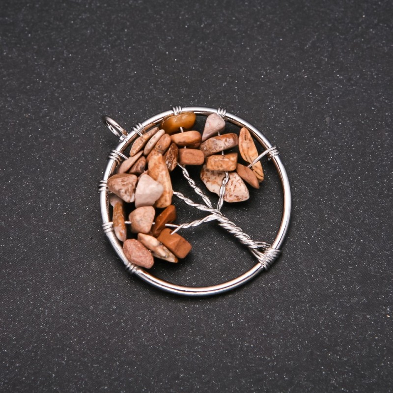 Pendant "Tree of Happiness" Picture Jasper, diameter 30mm