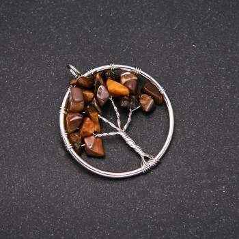 Pendant "Tree of Happiness" Tiger's Eye, diameter 30mm