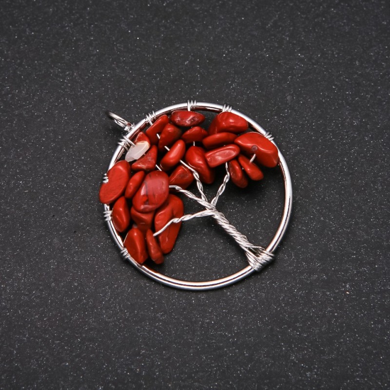 Pendant "Tree of Happiness" Red Jasper, diameter 30mm