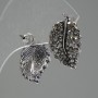 Stud Earrings Leaf, dark crystals, silver-tone metal, 22mm