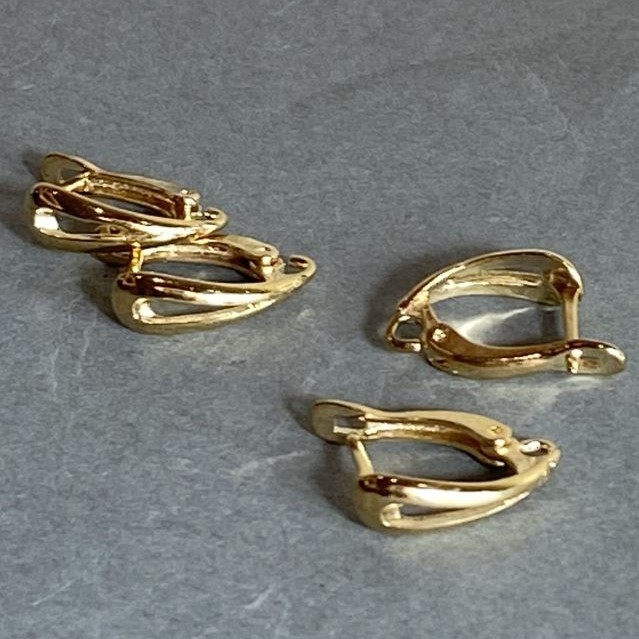 Earring Hooks Yellow Metal 17x12x6mm Pair