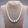Aquamarine (Synthetic) Graduated Ball Necklace, diameter 6-14mm, length 45cm