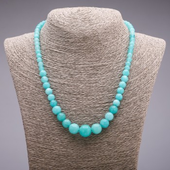 Aquamarine (synthetic) Graduated Bead Necklace, diameter 6-14mm, length 45cm