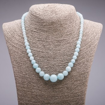 Aquamarine (synthetic) Graduated Bead Necklace, diameter 6-14mm, length 45cm