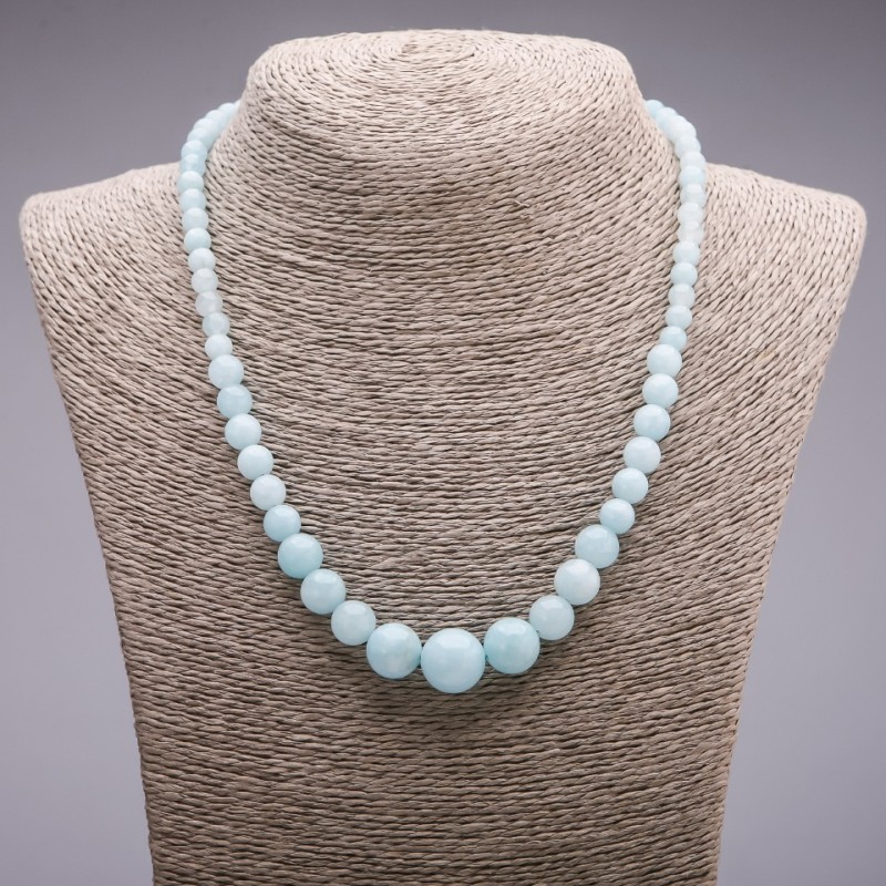 Aquamarine (synthetic) Graduated Bead Necklace, diameter 6-14mm, length 45cm