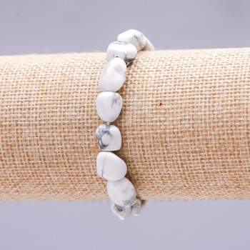 Bracelet on Elastic, Cacholong, Tumbled 10x12(+/-)mm