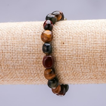 Elastic bracelet Tiger's eye, Bull's eye and Hawk's eye with 8x10 (±) mm cabochons