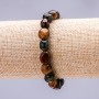 Elastic bracelet Tiger's eye, Bull's eye and Hawk's eye with 8x10 (±) mm cabochons