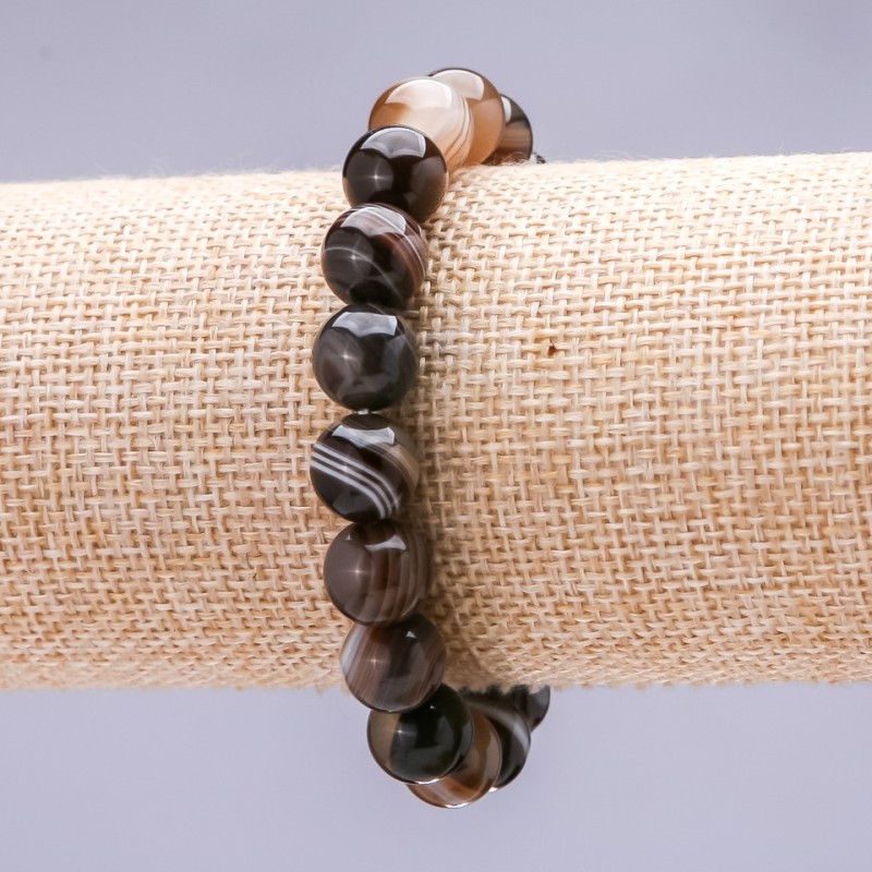 Agate Smooth Bead Bracelet on Elastic, 10mm